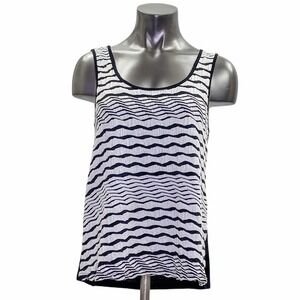 ISSI Black & White Printed Sleeveless Scoop Neck Tank Top Blouse